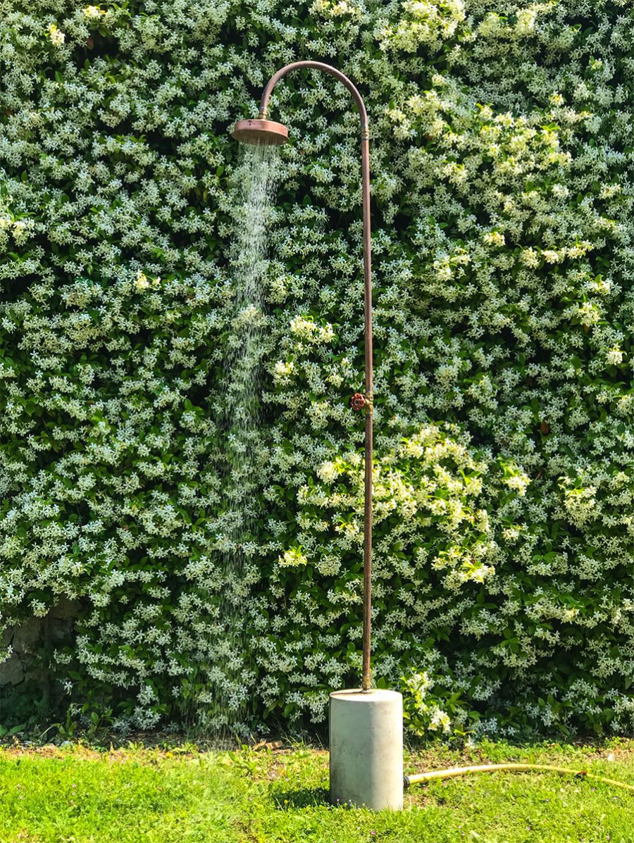 Concrete and Copper combined Outdoor Shower Aquart by Seletti