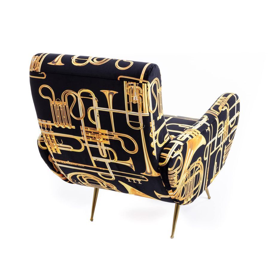 Fully Upholstered Fabric Armchair Trumpets by Seletti