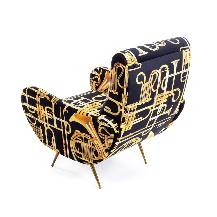 Fully Upholstered Fabric Armchair Trumpets by Seletti