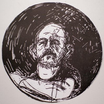 Self-Portrait in a Convex Mirror Woodcut by Jim Dine, 1980s-WN-533436