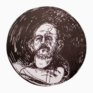 Self-Portrait in a Convex Mirror Woodcut by Jim Dine, 1980s-WN-533436