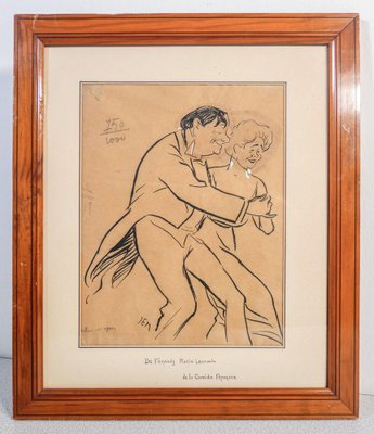 Sem or Georges Goursat, Figurative Composition, 19th Century, Ink on Paper, Framed-OJE-1721405