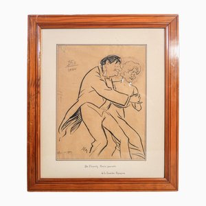 Sem or Georges Goursat, Figurative Composition, 19th Century, Ink on Paper, Framed-OJE-1721405