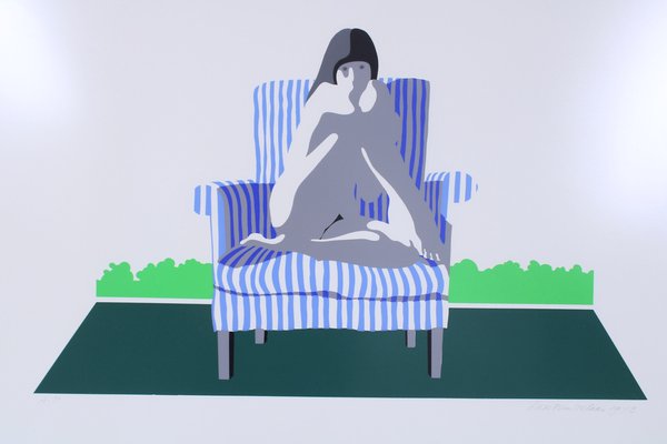 Semi Abstract Woman Figure in Easy Chair, 1970s, Screen Print-XT-1722194