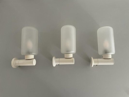 Semi-Transparent Glass and White Metal Sconces, Germany, 1960s, Set of 3-RDS-1738285