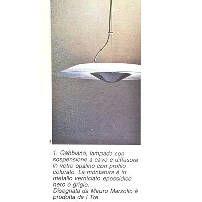 Semi-Transparent Glass Gabbiano Hanging Light by Mauro Marzollo for I3, 1970s-EZ-2024523