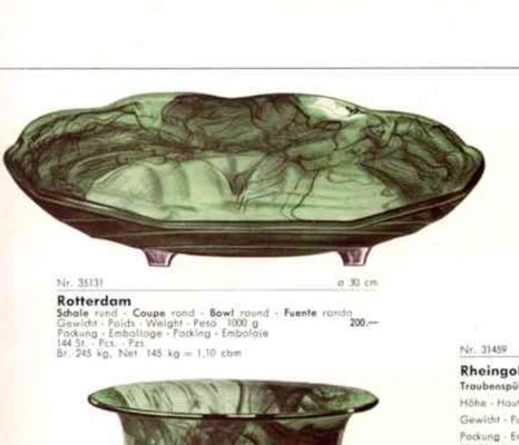 Sepia Cloud Glass Bowl or Centerpiece Mod. Rotterdam by Walther & Sohne, Germany, 1930s-JPQ-2021385