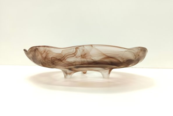 Sepia Cloud Glass Bowl or Centerpiece Mod. Rotterdam by Walther & Sohne, Germany, 1930s-JPQ-2021385