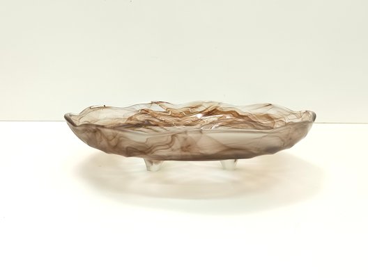 Sepia Cloud Glass Bowl or Centerpiece Mod. Rotterdam by Walther & Sohne, Germany, 1930s-JPQ-2021385