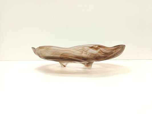 Sepia Cloud Glass Bowl or Centerpiece Mod. Rotterdam by Walther & Sohne, Germany, 1930s-JPQ-2021385