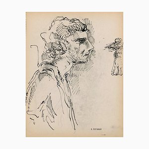 Serge Fontinsky, Portrait, China ink, Mid-20th Century-ZCI-874836