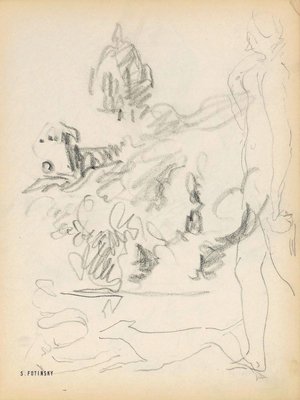 Serge Fontinsky, Sketch, Pencil, Mid-20th Century-ZCI-874830