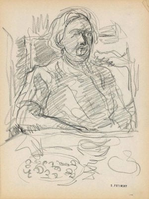 Serge Fontinsky, Sketch, Pencil, Mid-20th Century-ZCI-874829