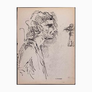 Serge Fotinsky, A Man's Profile, Ink Drawing, 1947-ZCI-2029805