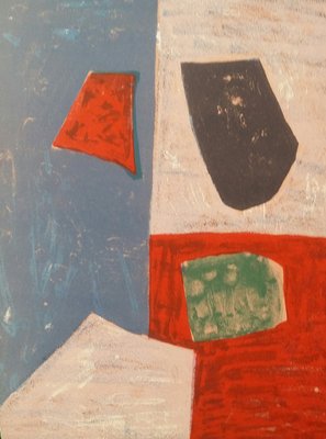 Serge Poliakoff, Pink, Red and Blue Composition, 1958, Original Lithograph-KHH-1199722