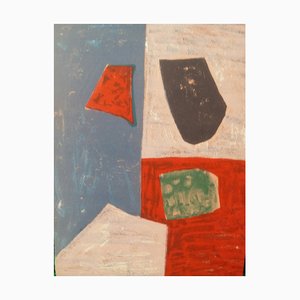 Serge Poliakoff, Pink, Red and Blue Composition, 1958, Original Lithograph-KHH-1199722