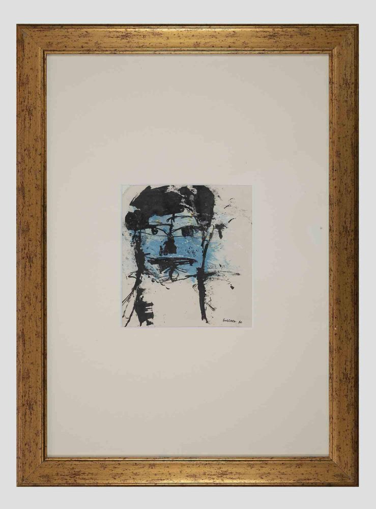 Sergio Barletta, Blue Face, Original Lithograph, 1960