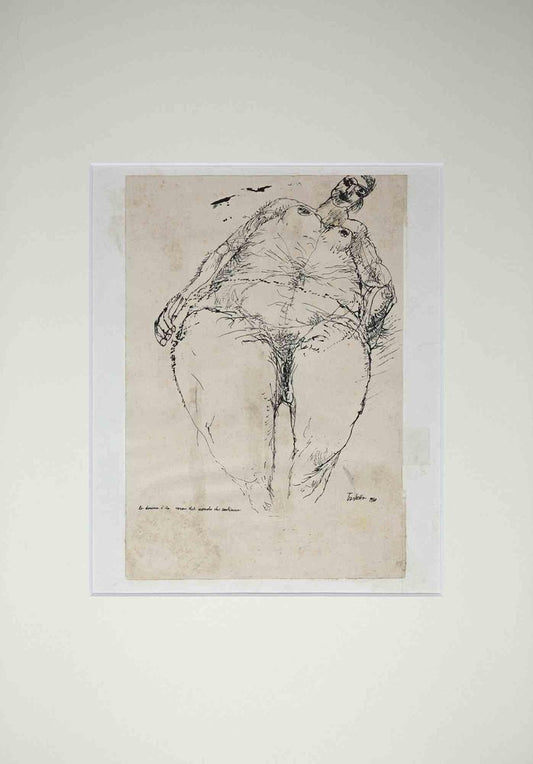 Sergio Barletta, Female Figure, Drawing, 1960s