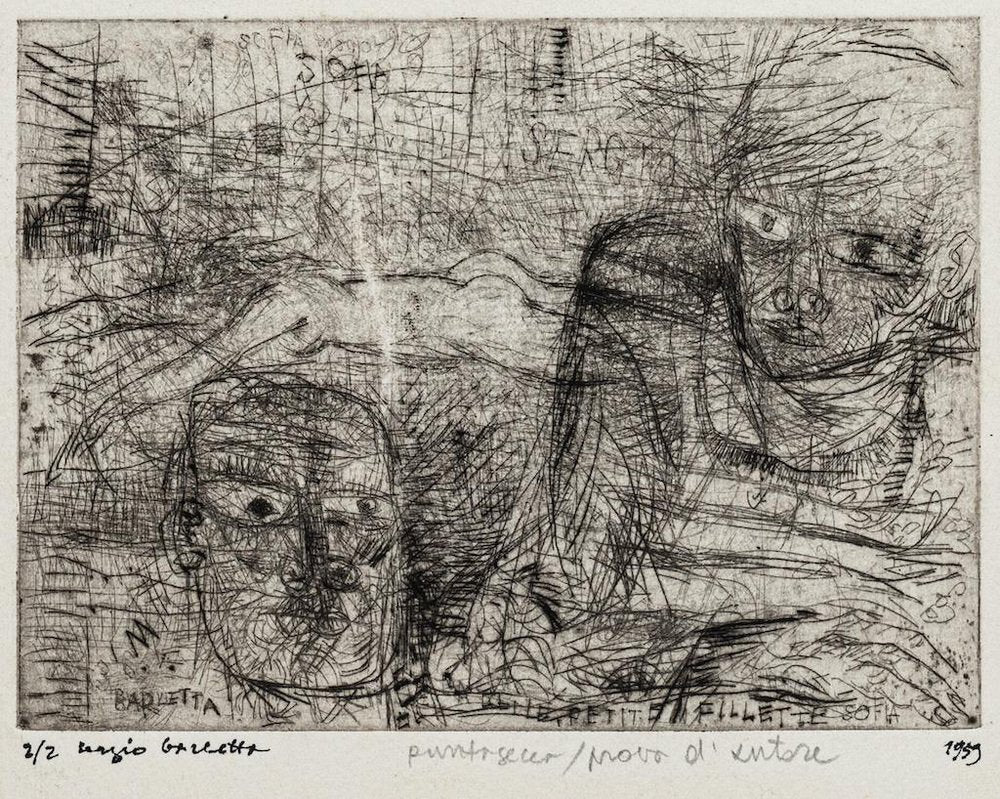 Sergio Barletta, Figures, Original Etching, 1959