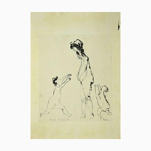 Sergio Barletta, Figures, Original Ink Drawing on Paper, 1958-ZCI-808321