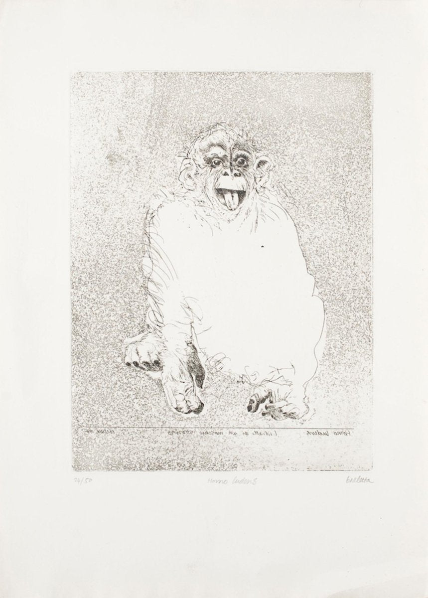 Sergio Barletta , Homo Ludens , Original Etching by Sergio Barletta , 1991