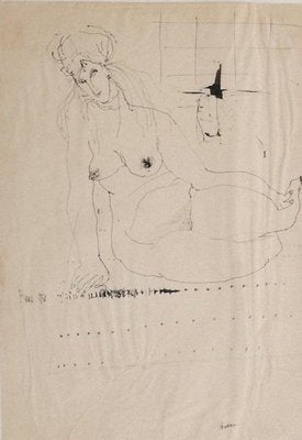 Sergio Barletta, Nude, 1958, Original Drawing in Pen-ZCI-792586