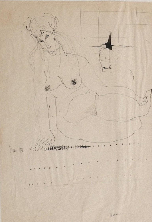 Sergio Barletta, Nude, 1958, Original Drawing in Pen