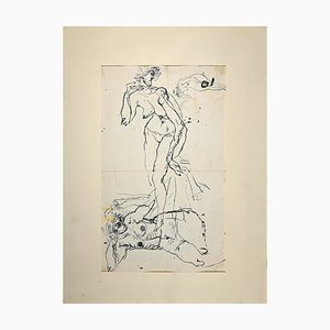 Sergio Barletta, Nude Figures, Original China Ink Drawing, 1958-ZCI-957012