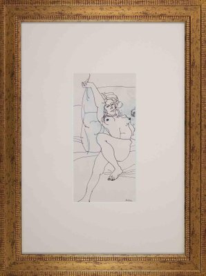 Sergio Barletta, Nude of Woman, Ink Drawing, 1970s, Framed-ZCI-1423464