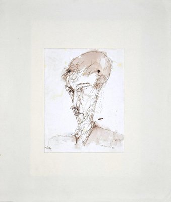 Sergio Barletta, Portrait, Pen and Watercolor, 1960-ZCI-792580