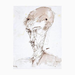 Sergio Barletta, Portrait, Pen and Watercolor, 1960-ZCI-792580