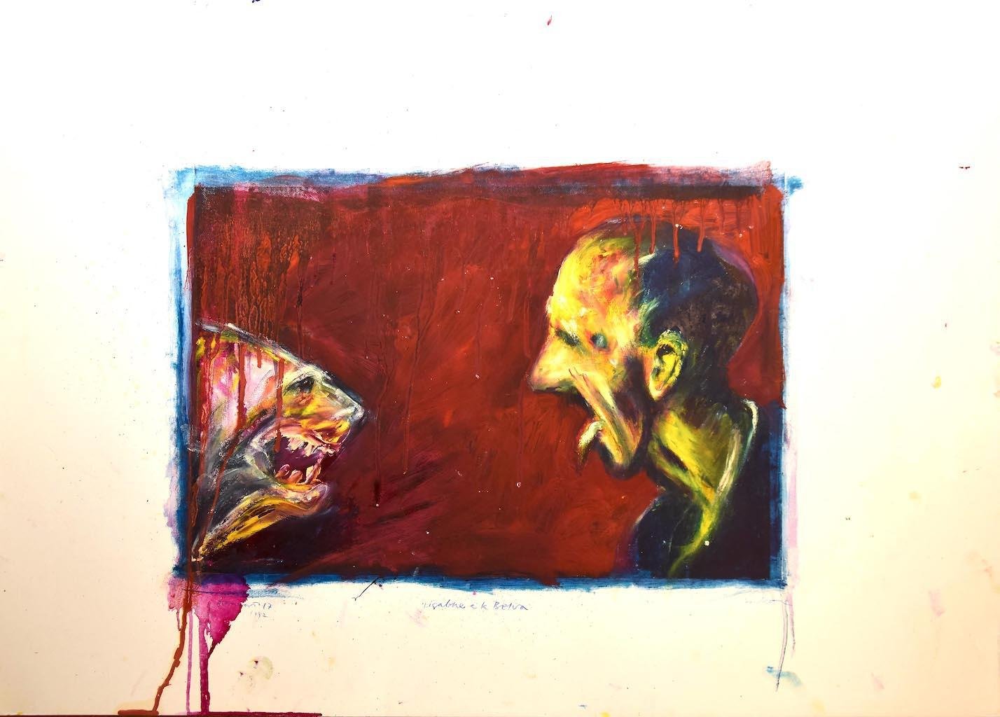 Sergio Barletta - the Scare - Original Mixed Media - 1997