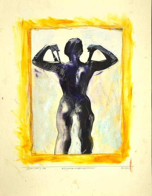 Sergio Barletta - Wrestling Woman - Original Mixed Media by Sergio Barletta - 1995