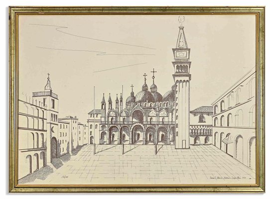 Sergio Mari, St Mark's Square, Venice, Lithograph, 1989-ZCI-1437048