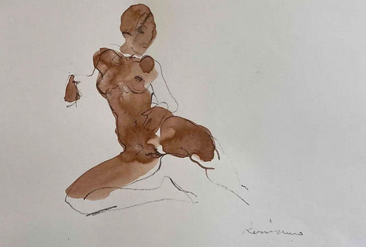 Serhiy Reznichenko, Nude Sketch, 21st Century, Watercolor