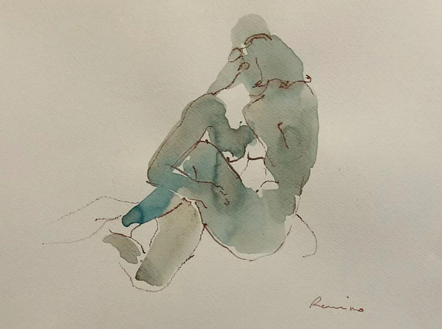 Serhiy Reznichenko, Nude Sketch, 21st Century, Watercolor