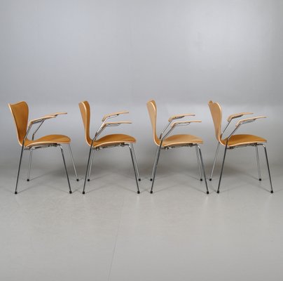 Series 7 Sjuan Chairs by Arne Jacobsen for Fritz Hansen, 1980s, Set of 4-JAG-2028244