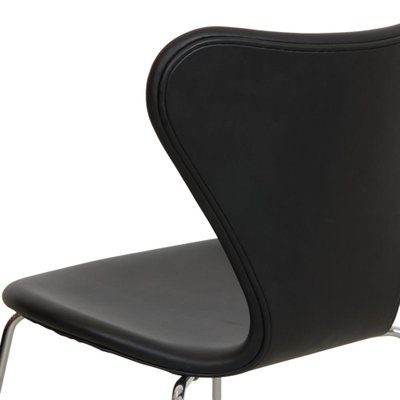 Series Seven Chair Model 3107 in Black Nevada Anilin Leather by Arne Jacobsen for Fritz Hansen, 2000s-MTD-1769499