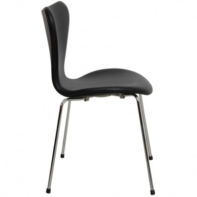 Series Seven Chair Model 3107 in Black Nevada Anilin Leather by Arne Jacobsen for Fritz Hansen, 2000s-MTD-1769499