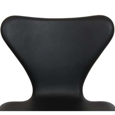 Series Seven Chair Model 3107 in Black Nevada Anilin Leather by Arne Jacobsen for Fritz Hansen, 2000s-MTD-1769499