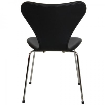 Series Seven Chair Model 3107 in Black Nevada Anilin Leather by Arne Jacobsen for Fritz Hansen, 2000s-MTD-1769499