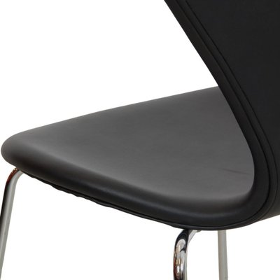 Series Seven Chair Model 3107 in Black Nevada Anilin Leather by Arne Jacobsen for Fritz Hansen, 2000s-MTD-1769499