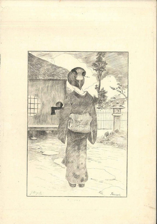 Servante - Original Etching on Japan Paper by G. F. Bigot - Tokyo 1886 1886