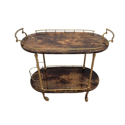 Serving Bar Cart in Goatskin and Brass, 1960s-NUC-2041079