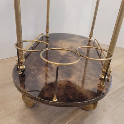 Serving Bar Cart in Goatskin and Brass, 1960s-NUC-2041079