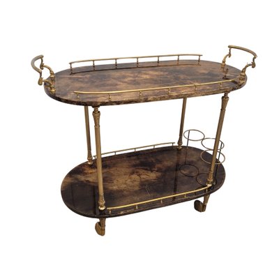 Serving Bar Cart in Goatskin and Brass, 1960s-NUC-2041079