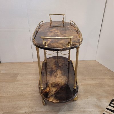 Serving Bar Cart in Goatskin and Brass, 1960s-NUC-2041079