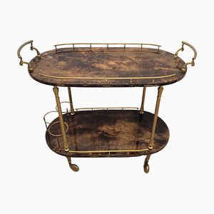 Serving Bar Cart in Goatskin and Brass, 1960s-NUC-2041079