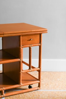 Serving Cart in Rattan with Adjustable Wood Top from McGuire, 1970-MNF-1752257