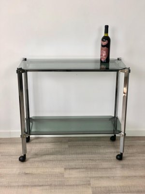 Serving Cart or Trolley in Chrome and Smoked Glass, Italy, 1970s-LYQ-1171579